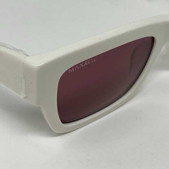 MAX &Co Sunglasses Womens White Bordeaux Square MO0081 21S 50/20/135 NEW - Picture 2 of 8